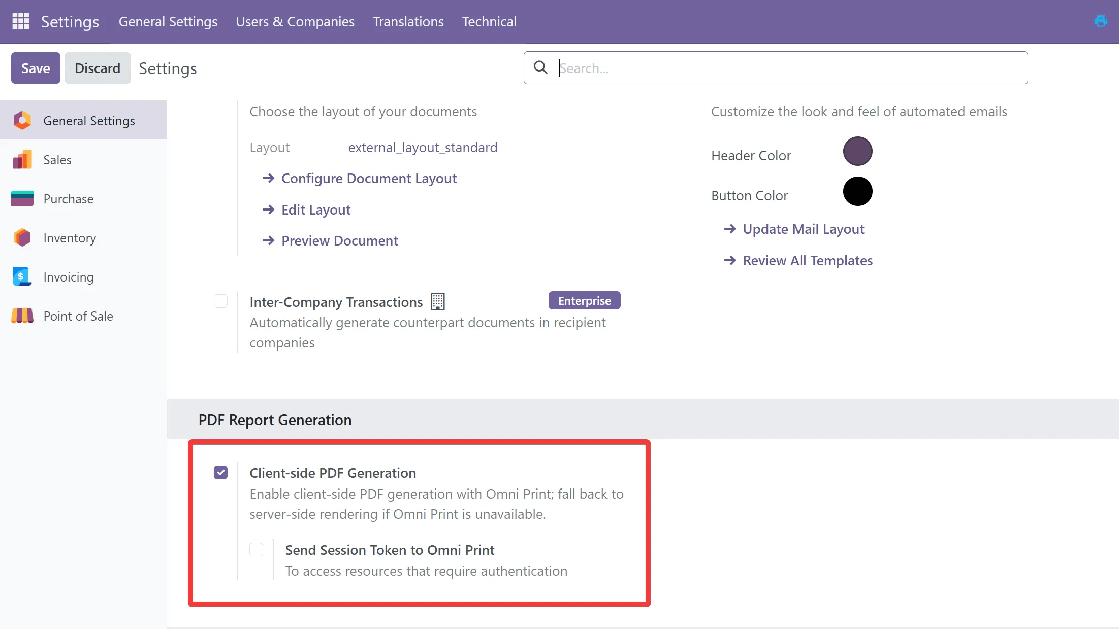 Client-side Rendering Settings - Omni Print