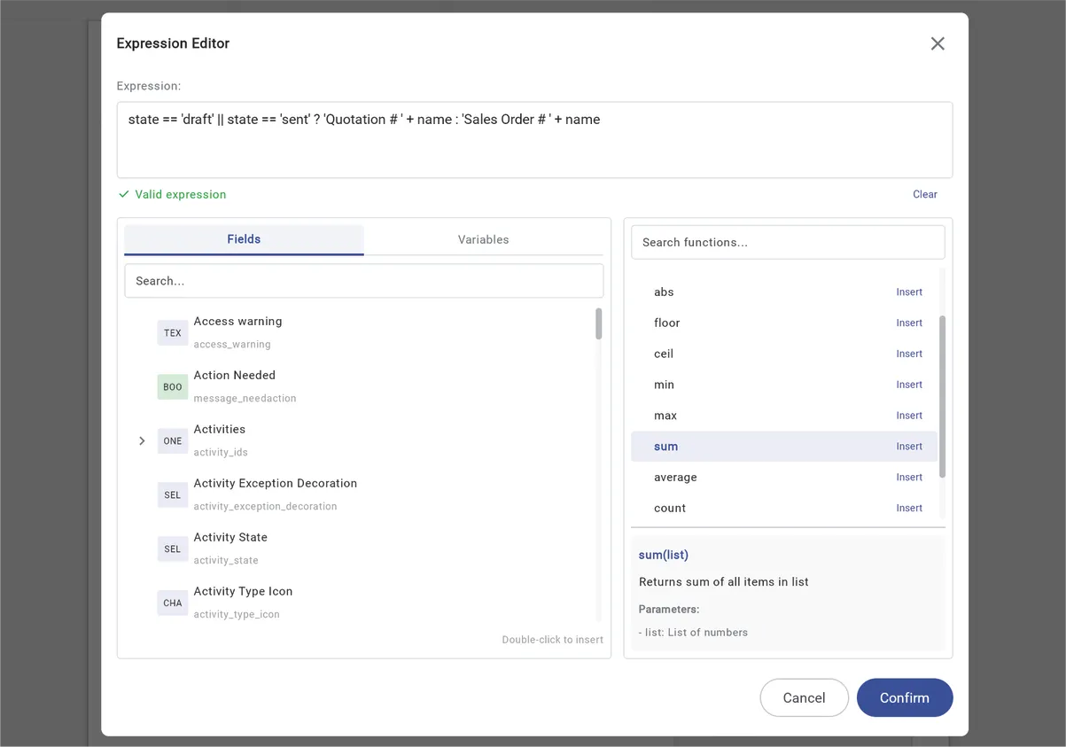 Expression Editor Interface