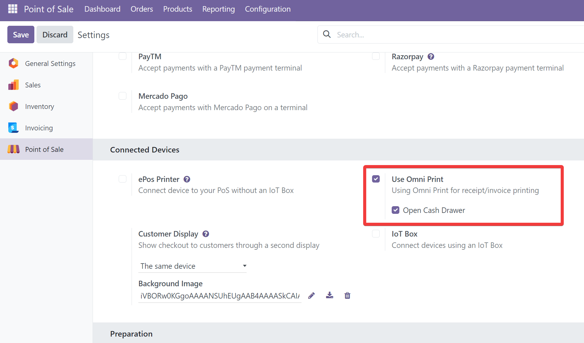 PoS Settings - Omni Print