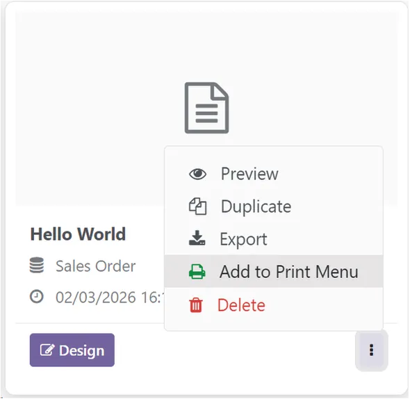 Print Menu Integration