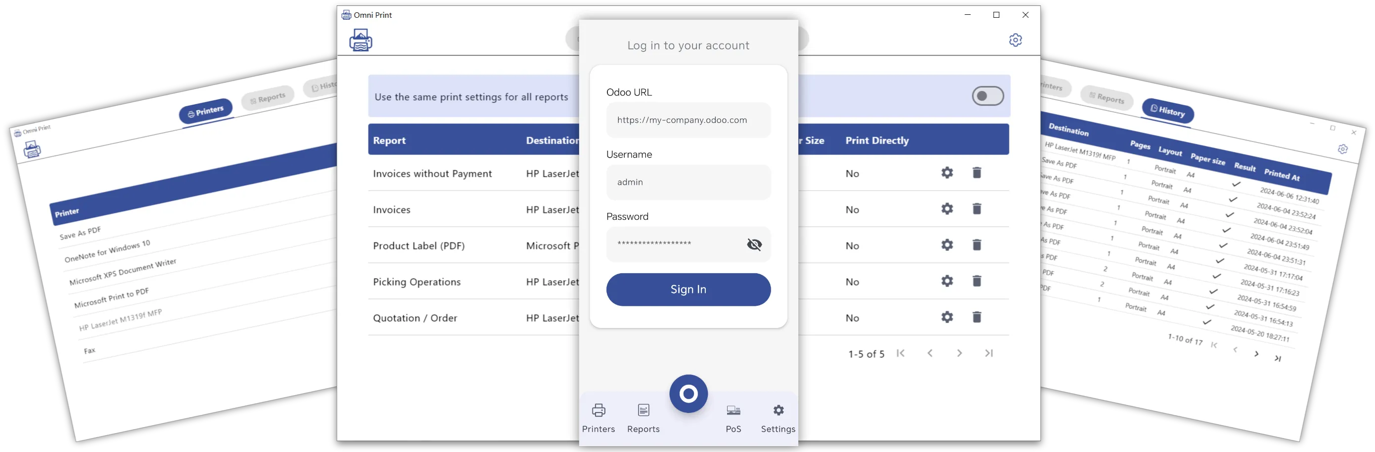 Omni Print multi-device interface previews